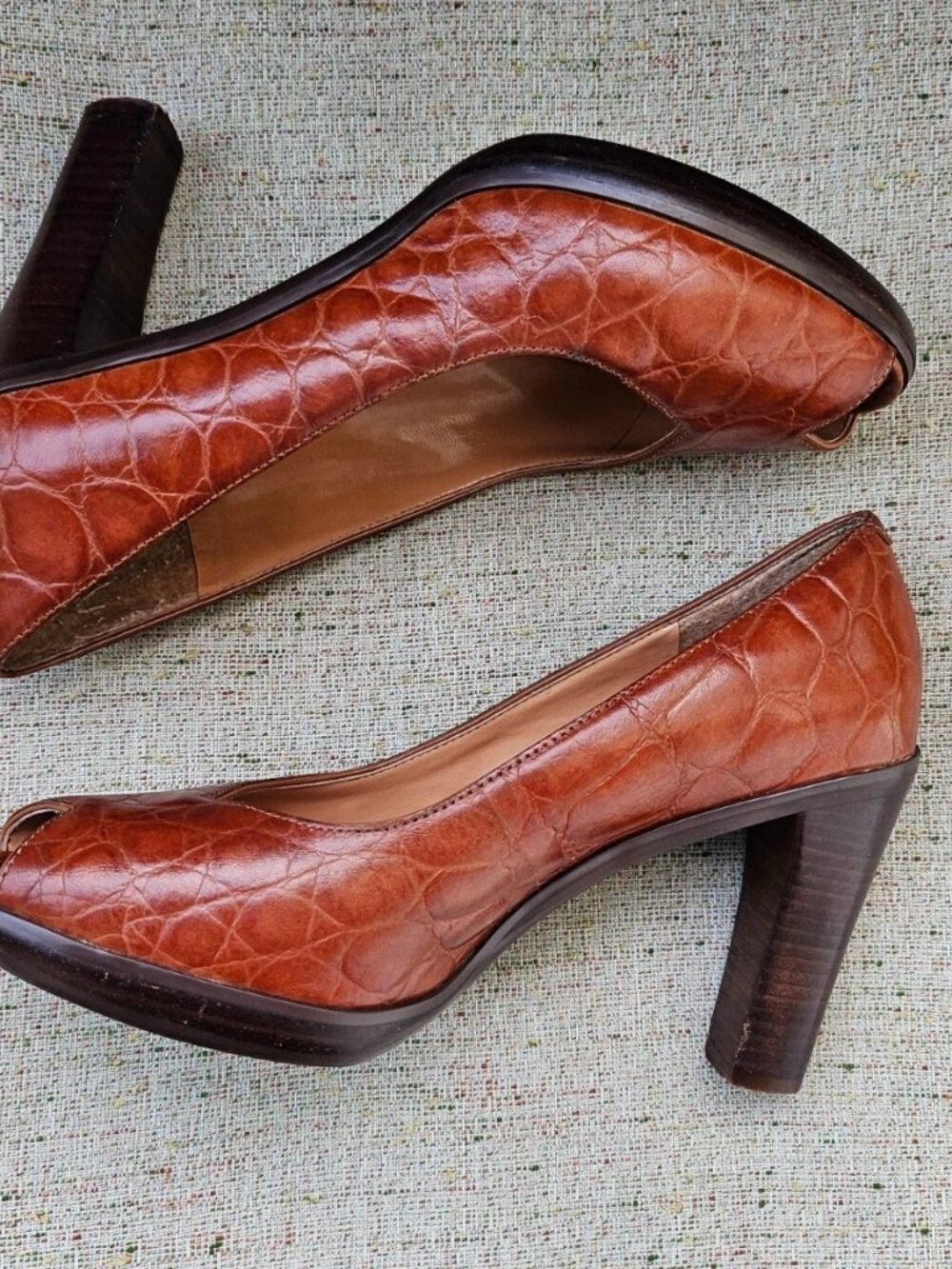Nine West Women Heel Pump sandal Shoes Brown Leather Upper Size 6.5M - Picture 7 of 12